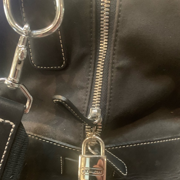 Vintage coach duffel, large, black with silver accents. - Picture 2 of 9